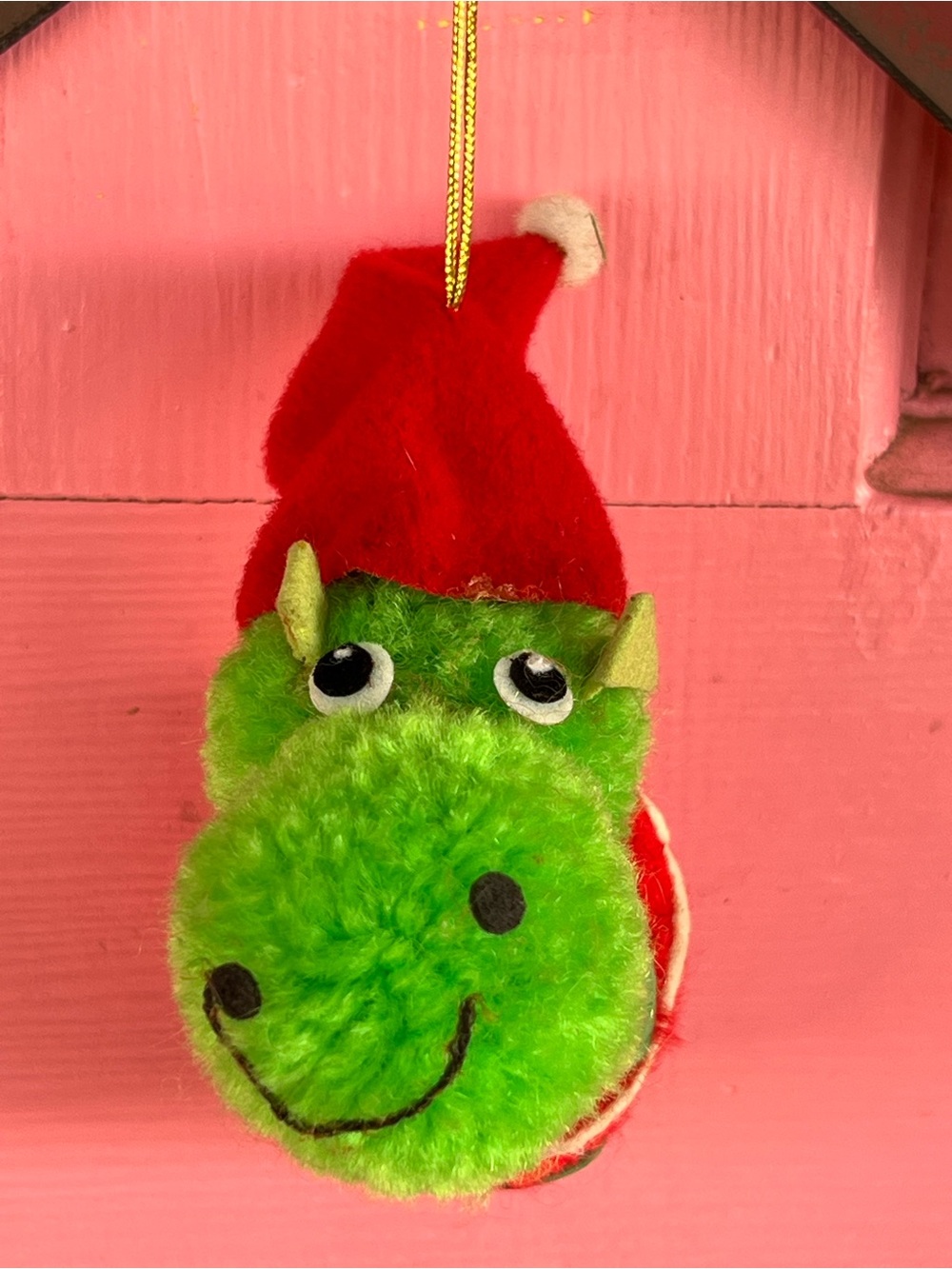 Russ Berrie Red Plush Ornament with Green Felt Pads